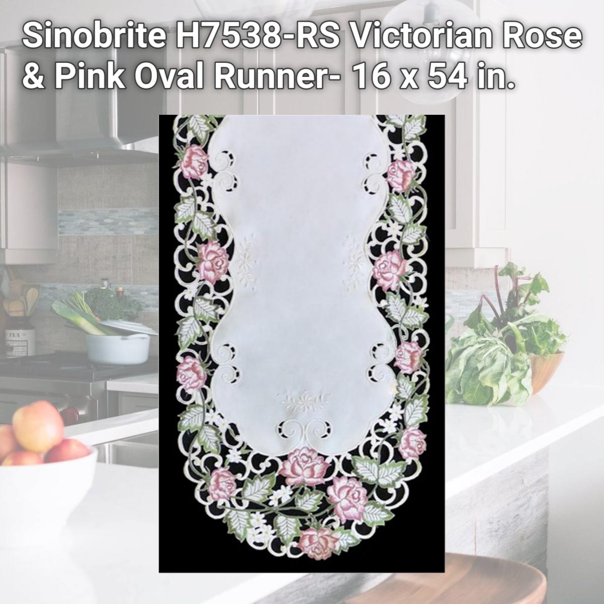 Picture of Sinobrite H7538-RS Victorian Rose & Pink Oval Runner- 16 x 54 in.