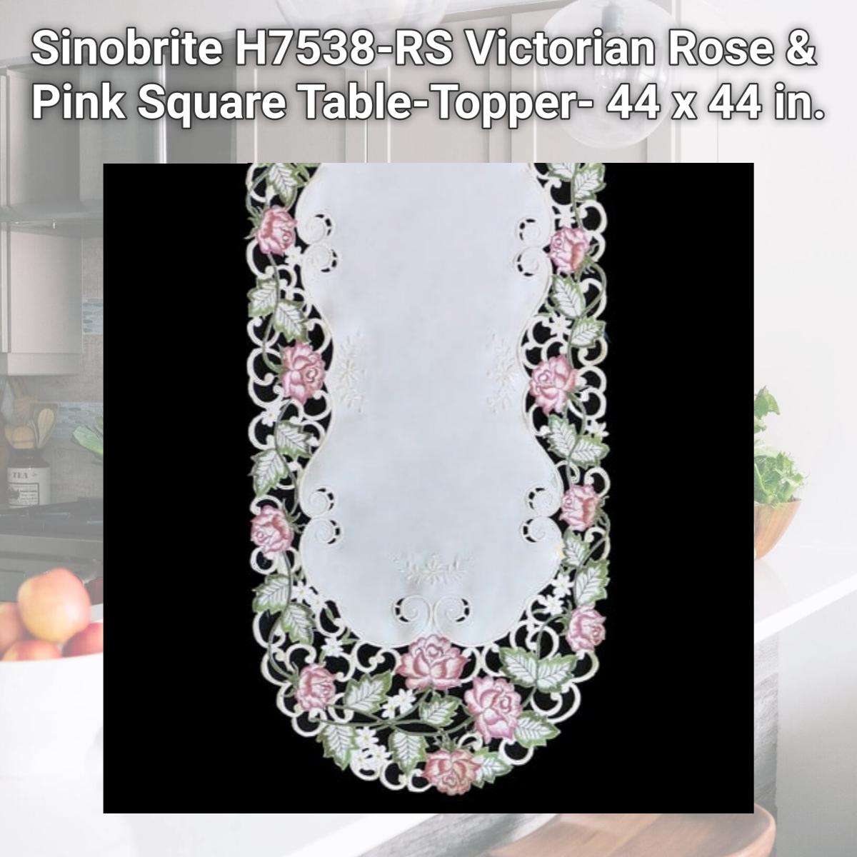 Picture of Sinobrite H7538-RS Victorian Rose & Pink Square Table-Topper- 44 x 44 in.