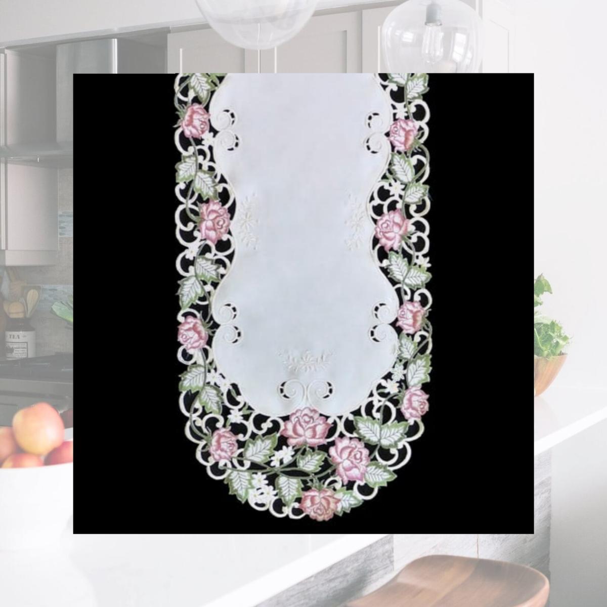 Picture of Sinobrite H7538-RS Victorian Rose & Pink Square Table-Topper- 44 x 44 in.