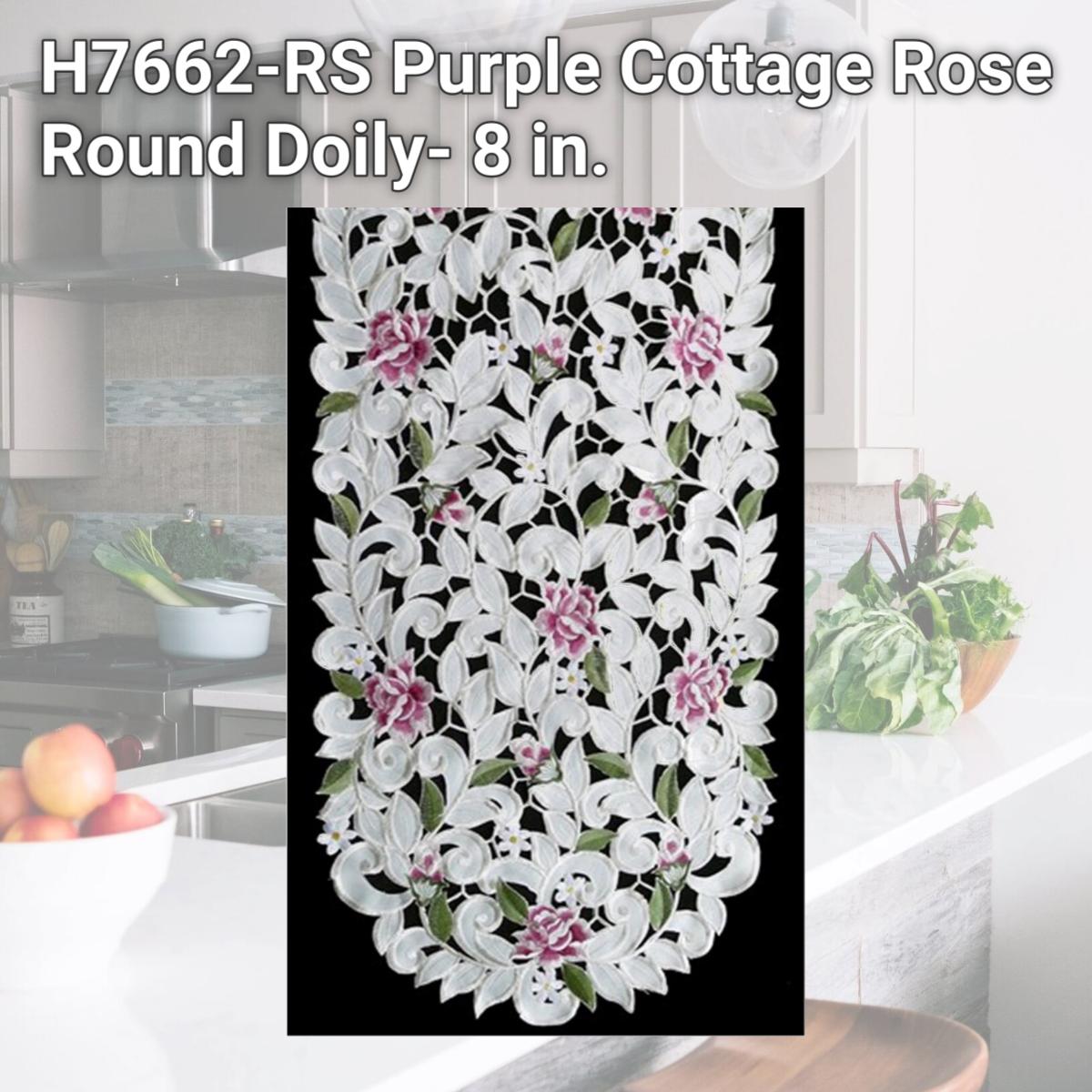 Picture of Sinobrite H7662-RS Purple Cottage Rose Round Doily- 8 in.
