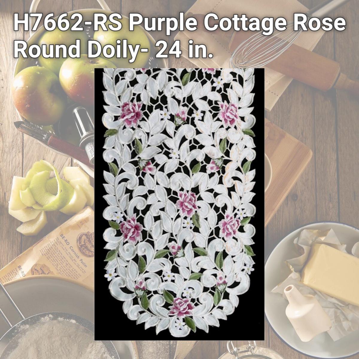 Picture of Sinobrite H7662-RS Purple Cottage Rose Round Doily- 24 in.