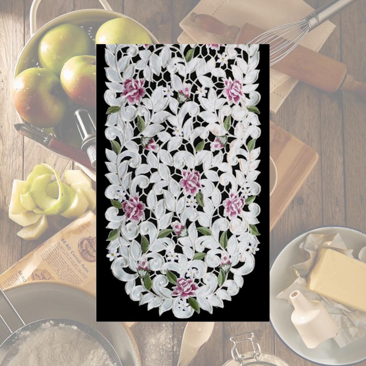 Picture of Sinobrite H7662-RS Purple Cottage Rose Round Doily- 24 in.