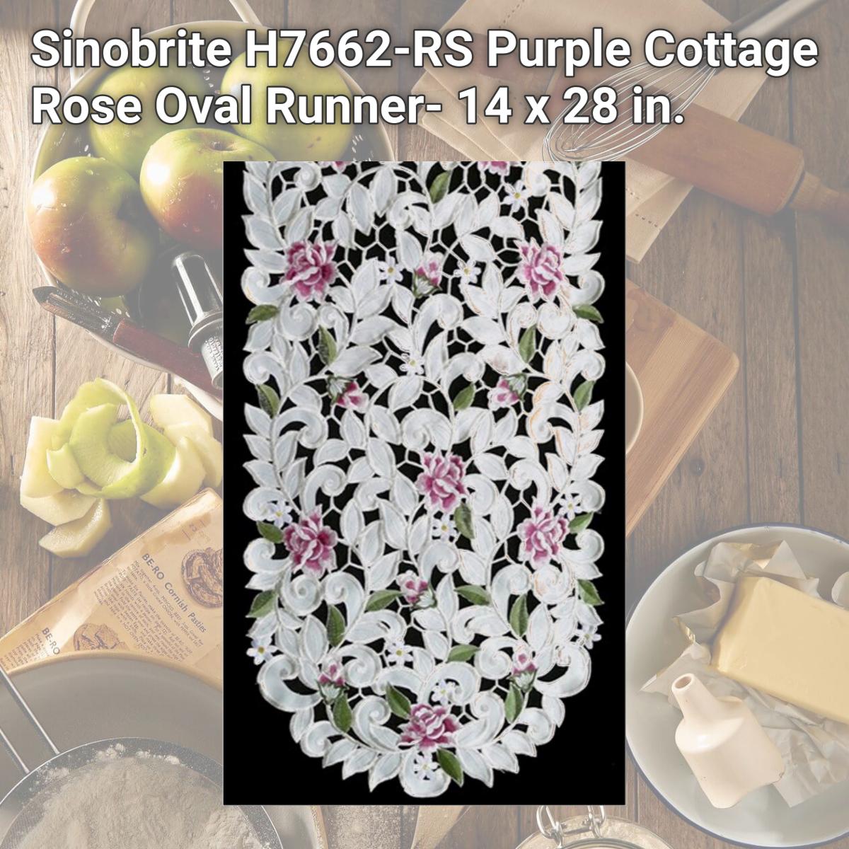 Picture of Sinobrite H7662-RS Purple Cottage Rose Oval Runner- 14 x 28 in.