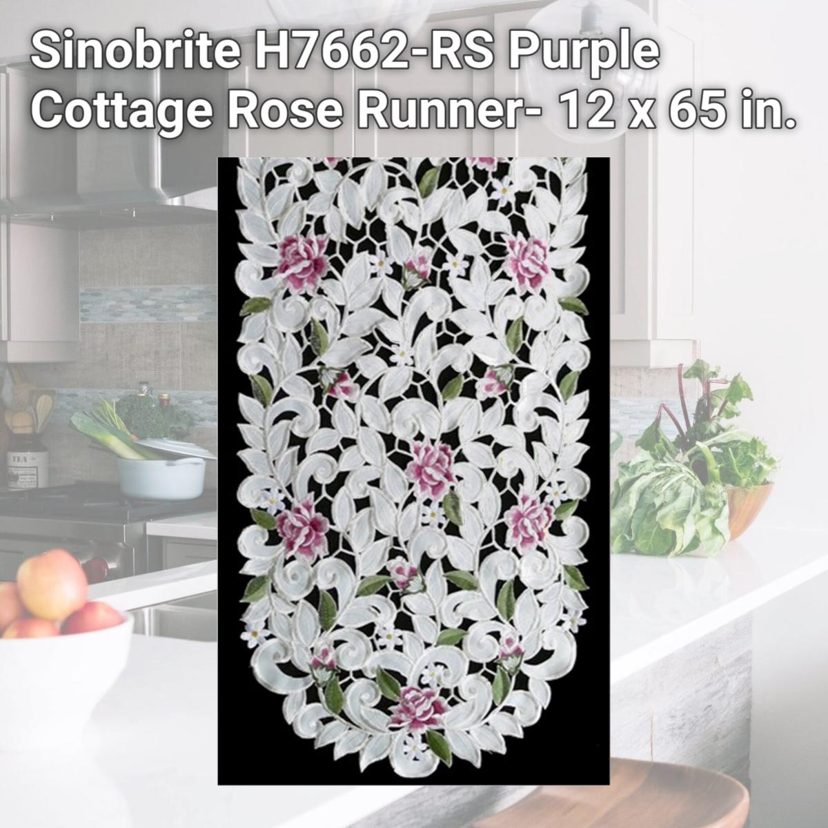 Picture of Sinobrite H7662-RS Purple Cottage Rose Runner- 12 x 65 in.