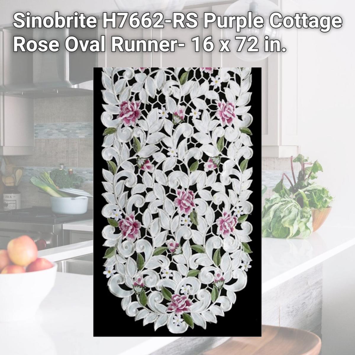 Picture of Sinobrite H7662-RS Purple Cottage Rose Oval Runner- 16 x 72 in.