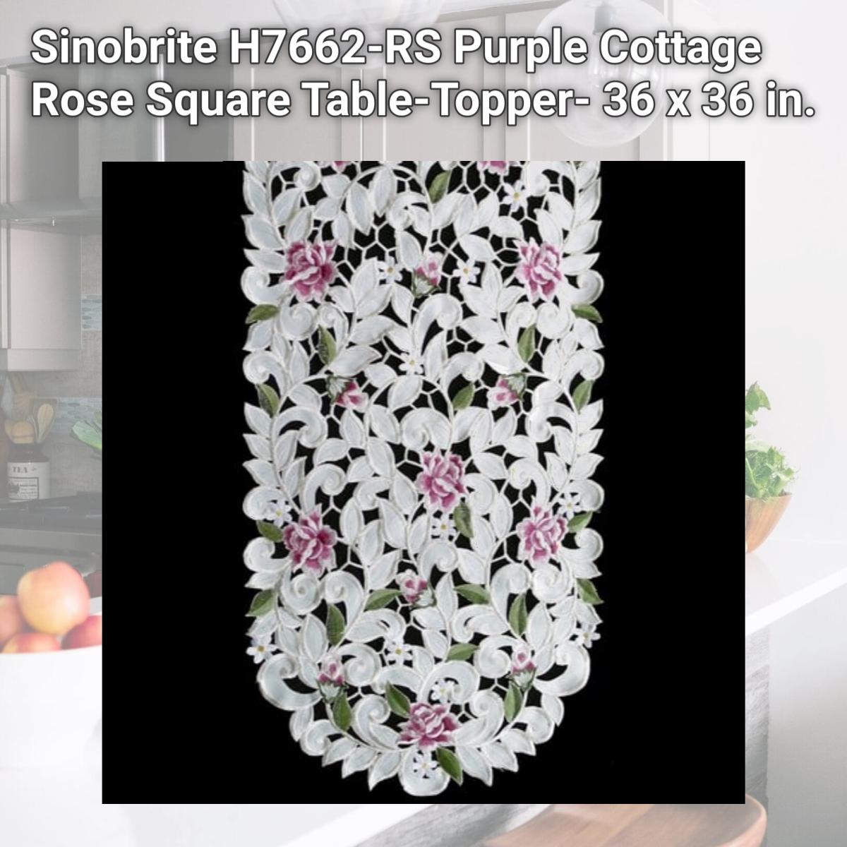 Picture of Sinobrite H7662-RS Purple Cottage Rose Square Table-Topper- 36 x 36 in.