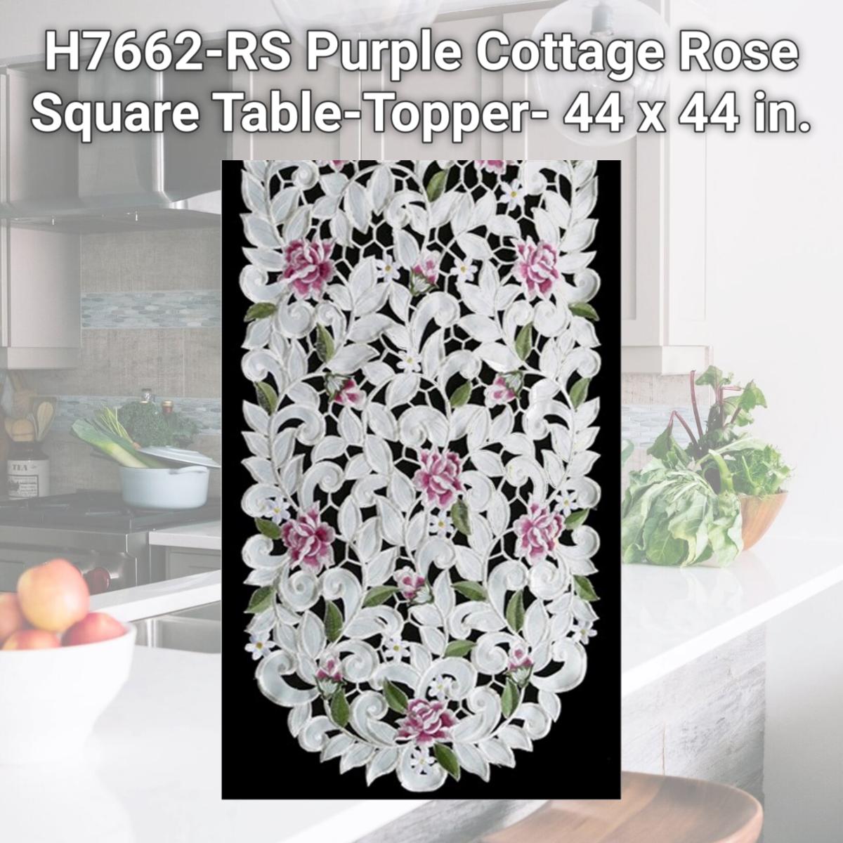 Picture of Sinobrite H7662-RS Purple Cottage Rose Square Table-Topper- 44 x 44 in.
