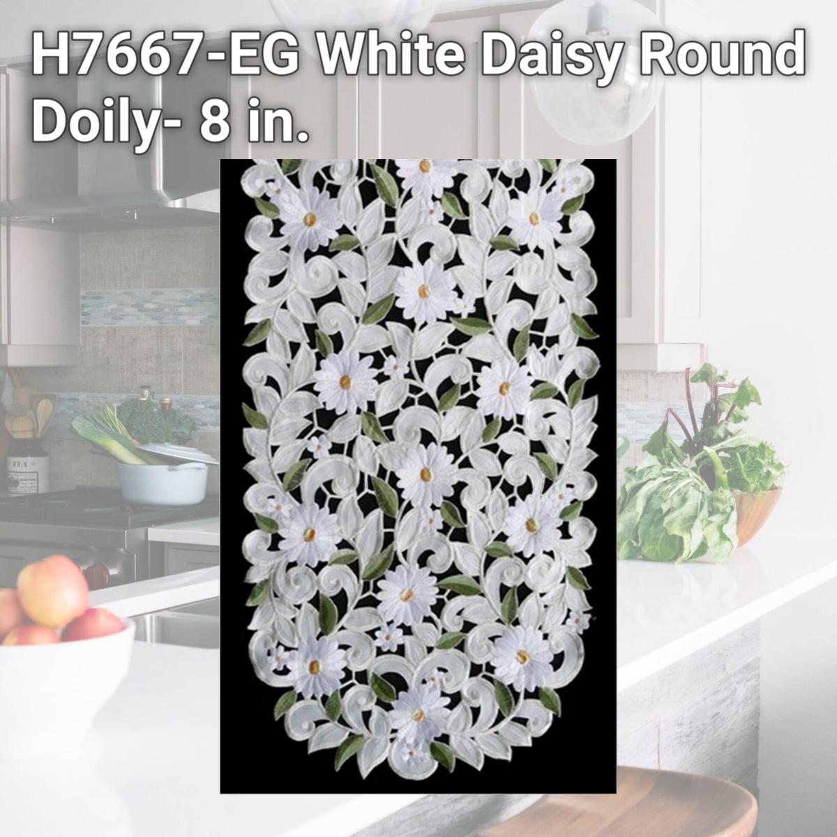 Picture of Sinobrite H7667-EG White Daisy Round Doily- 8 in.
