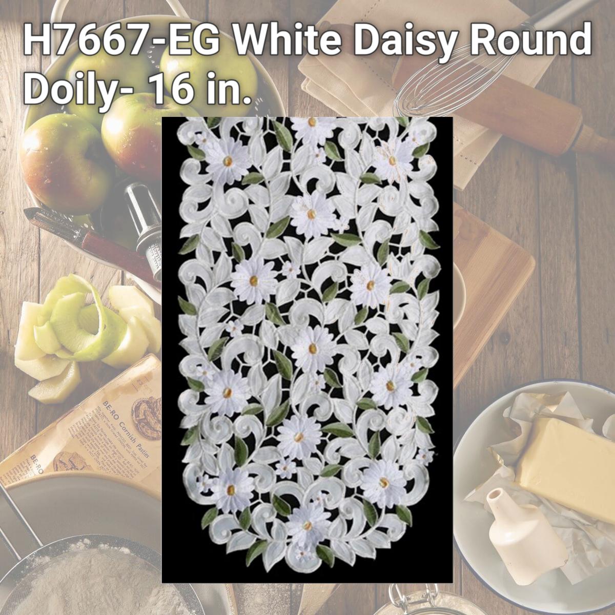 Picture of Sinobrite H7667-EG White Daisy Round Doily- 16 in.