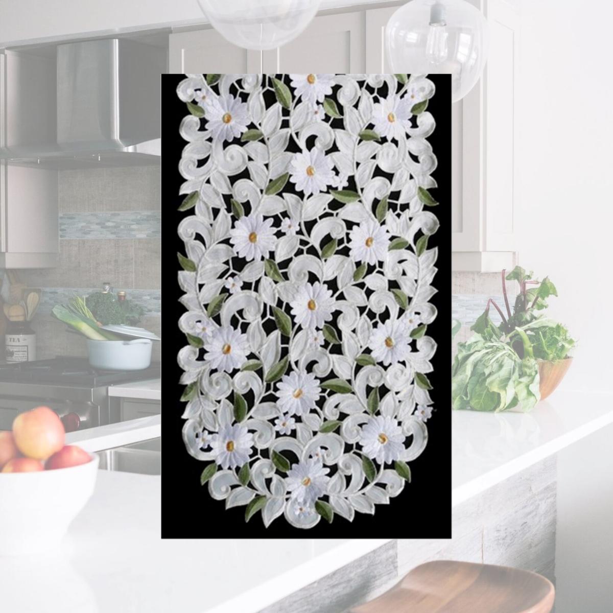 Picture of Sinobrite H7667-EG White Daisy Round Doily- 16 in.