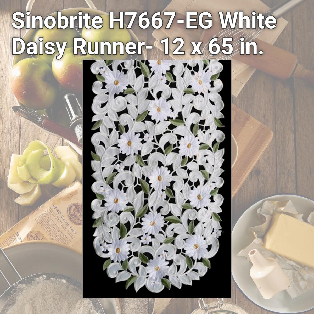 Picture of Sinobrite H7667-EG White Daisy Runner- 12 x 65 in.