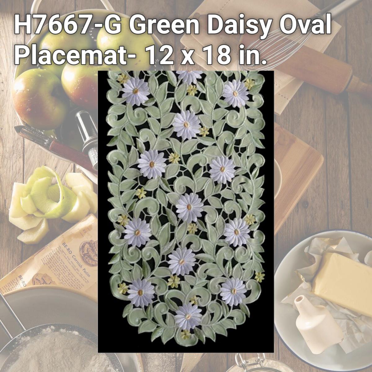 Picture of Sinobrite H7667-G Green Daisy Oval Placemat- 12 x 18 in.