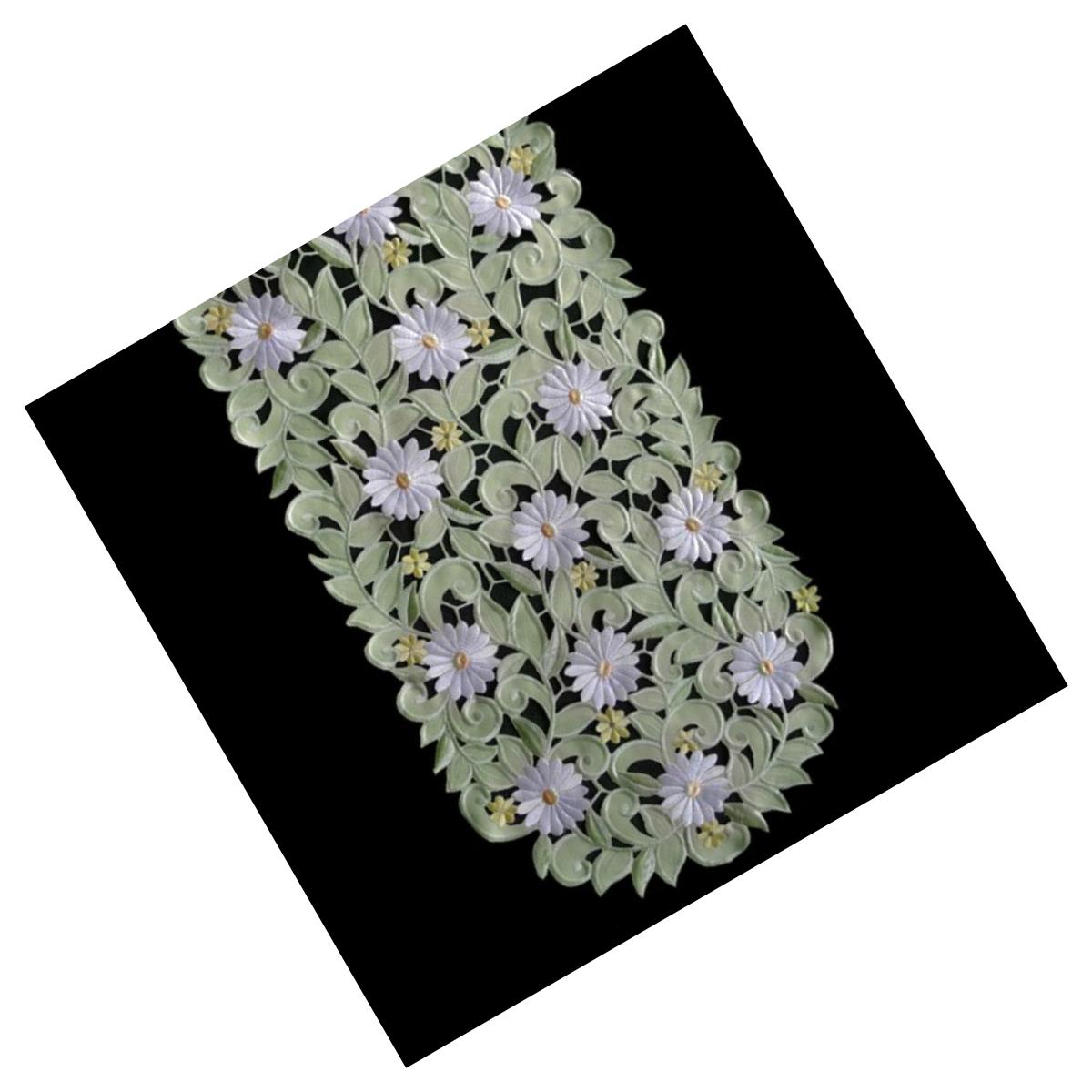 Picture of Sinobrite H7667-G Green Daisy Oval Runner- 16 x 36 in.