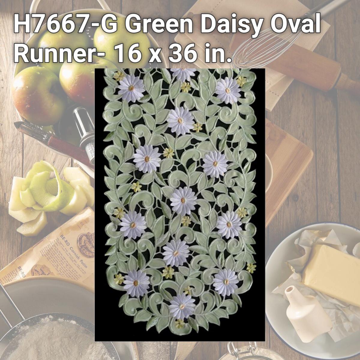 Picture of Sinobrite H7667-G Green Daisy Oval Runner- 16 x 36 in.