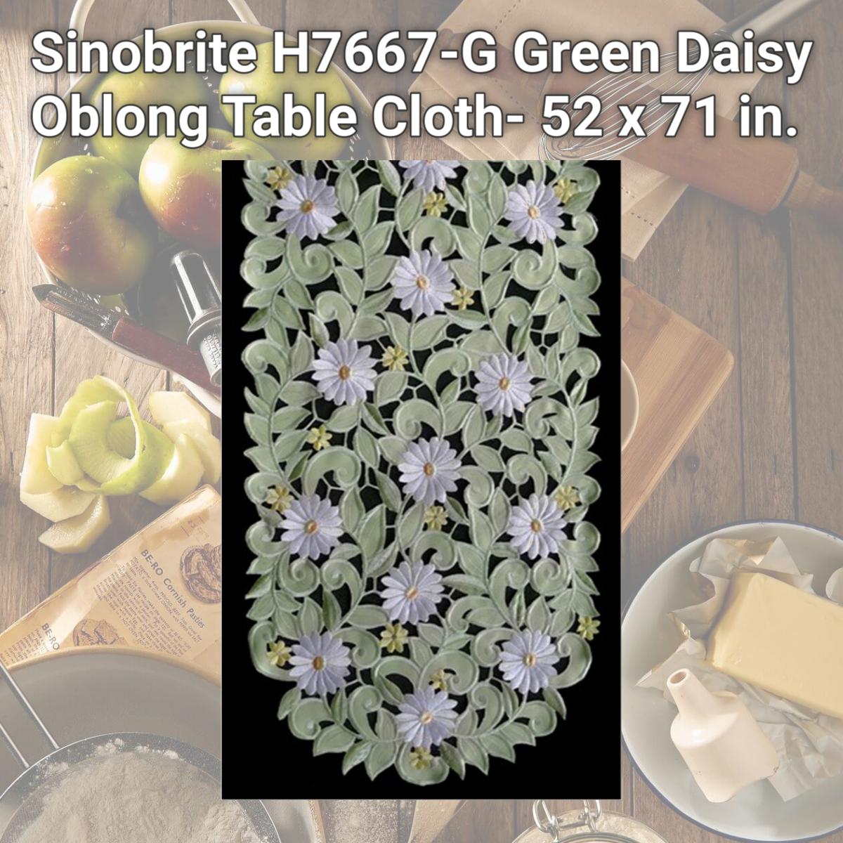 Picture of Sinobrite H7667-G Green Daisy Oblong Table Cloth- 52 x 71 in.