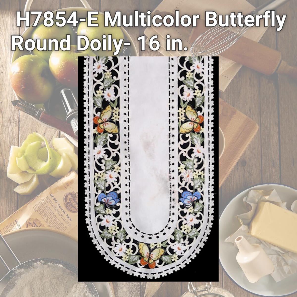 Picture of Sinobrite H7854-E Multicolor Butterfly Round Doily- 16 in.