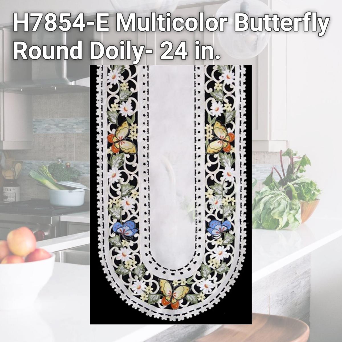 Picture of Sinobrite H7854-E Multicolor Butterfly Round Doily- 24 in.