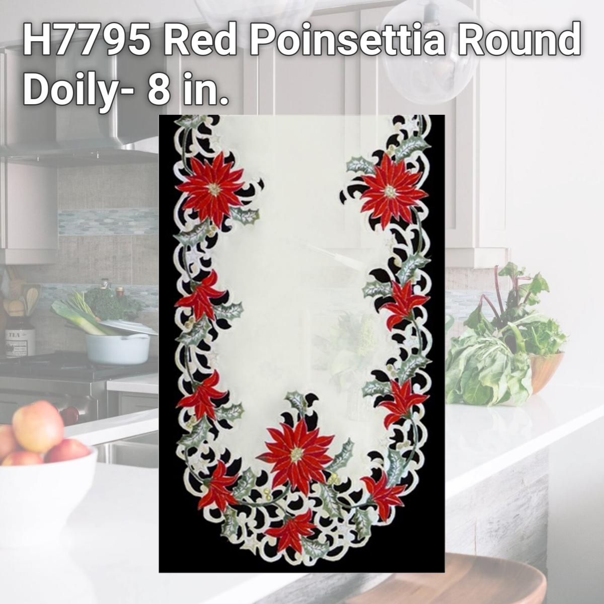 Picture of Sinobrite H7795 Red Poinsettia Round Doily- 8 in.