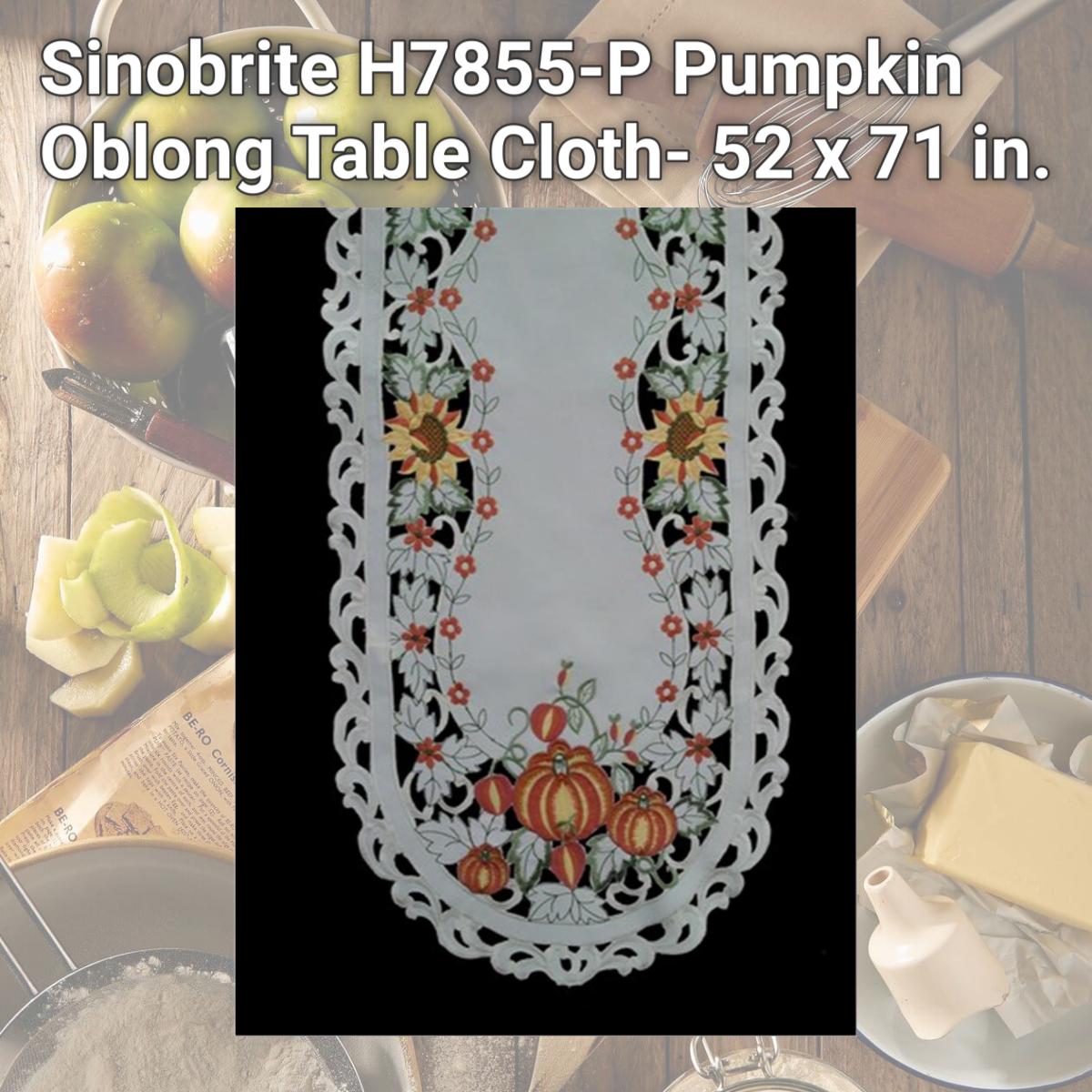 Picture of Sinobrite H7855-P Pumpkin Oblong Table Cloth- 52 x 71 in.