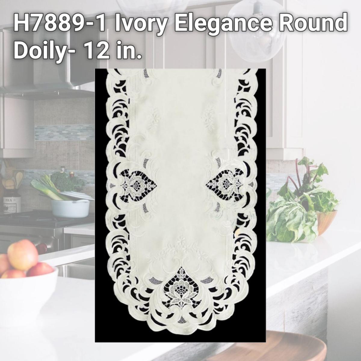 Picture of Sinobrite H7889-1 Ivory Elegance Round Doily- 12 in.