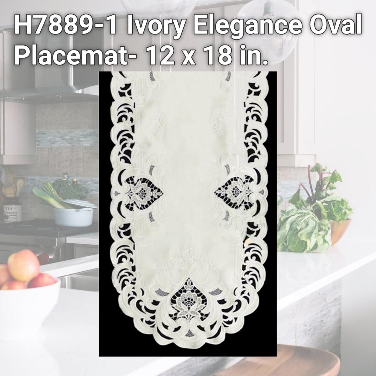 Picture of Sinobrite H7889-1 Ivory Elegance Oval Placemat- 12 x 18 in.