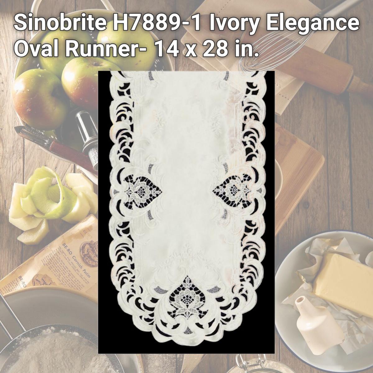 Picture of Sinobrite H7889-1 Ivory Elegance Oval Runner- 14 x 28 in.