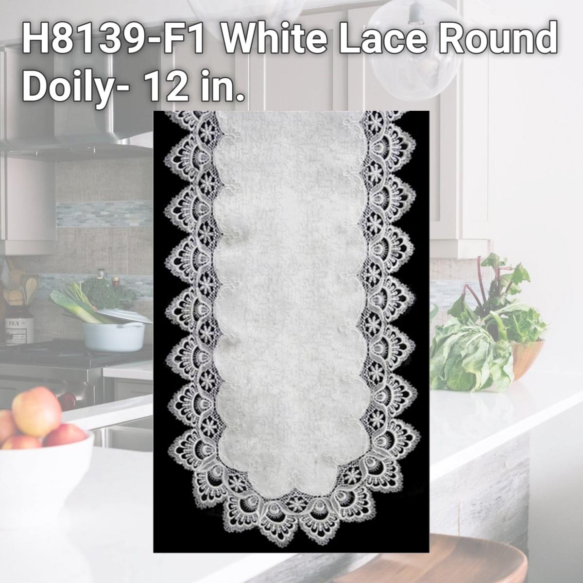 Picture of Sinobrite H8139-F1 White Lace Round Doily- 12 in.