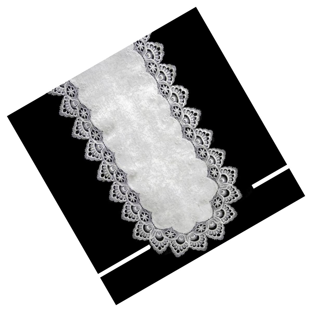 Picture of Sinobrite H8139-F1 White Lace Oval Runner- 16 x 45 in.