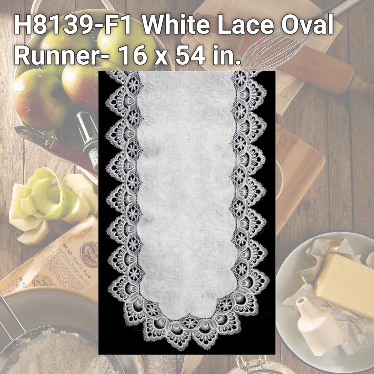 Picture of Sinobrite H8139-F1 White Lace Oval Runner- 16 x 54 in.