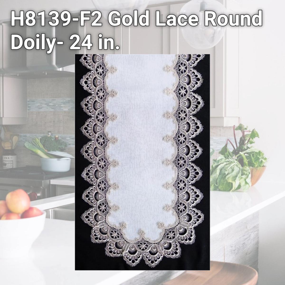 Picture of Sinobrite H8139-F2 Gold Lace Round Doily- 24 in.