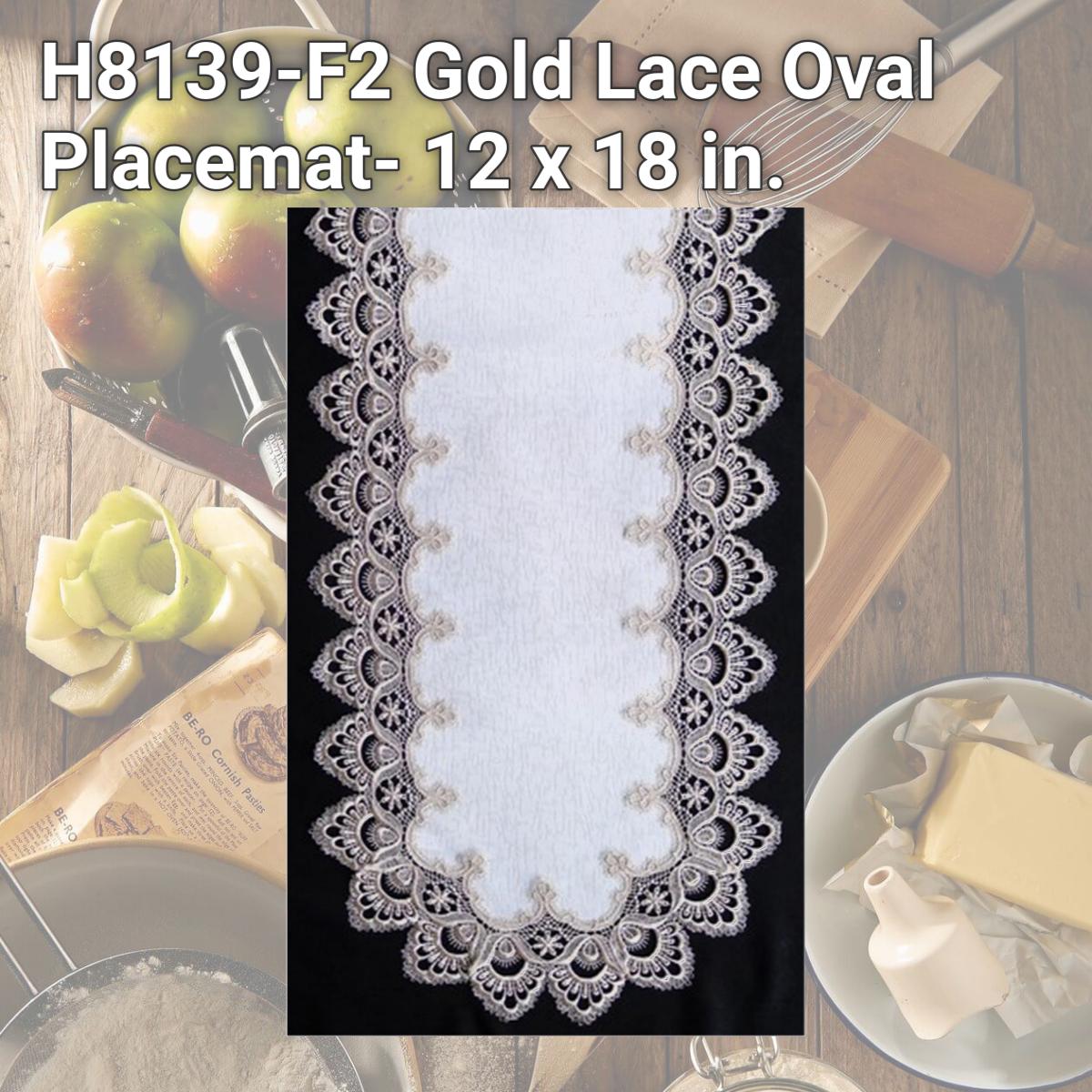 Picture of Sinobrite H8139-F2 Gold Lace Oval Placemat- 12 x 18 in.