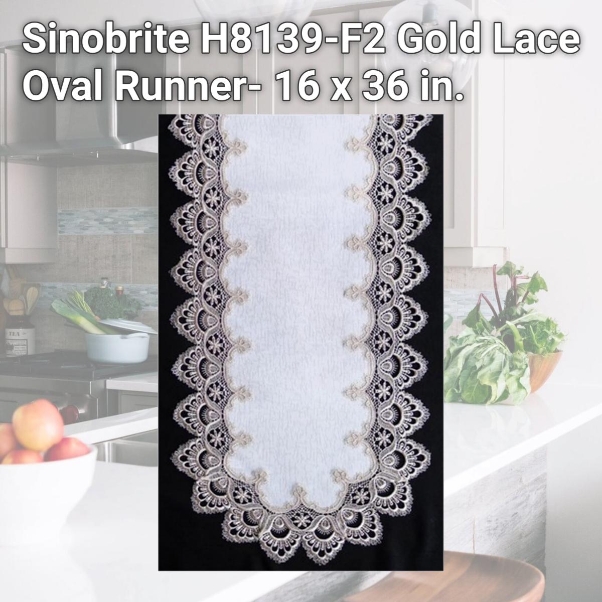 Picture of Sinobrite H8139-F2 Gold Lace Oval Runner- 16 x 36 in.