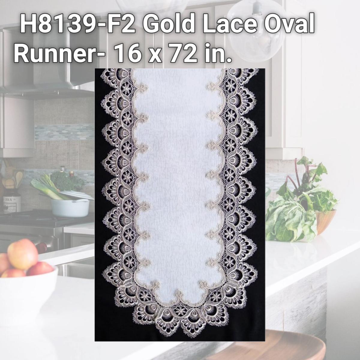 Picture of Sinobrite H8139-F2 Gold Lace Oval Runner- 16 x 72 in.