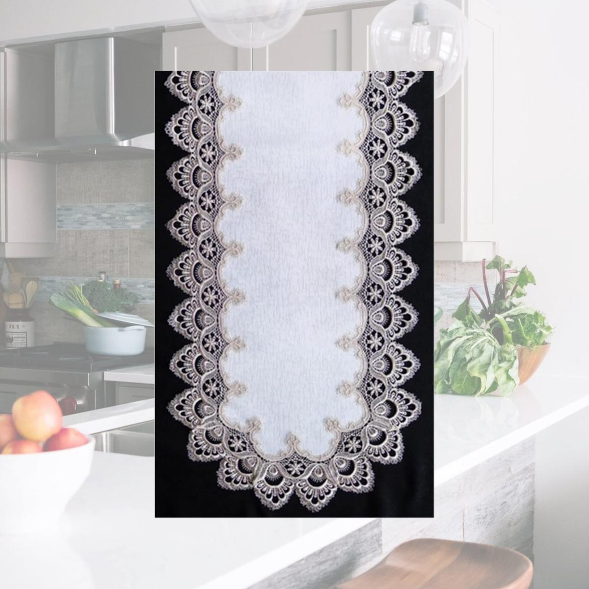 Picture of Sinobrite H8139-F2 Gold Lace Oval Runner- 16 x 72 in.