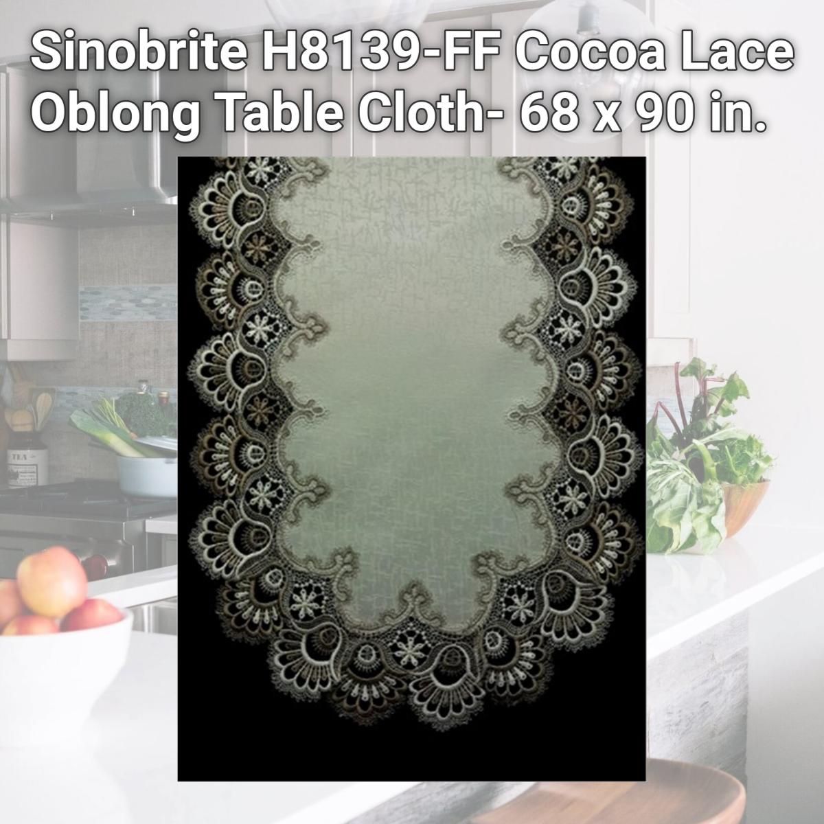 Picture of Sinobrite H8139-FF Cocoa Lace Oblong Table Cloth- 68 x 90 in.