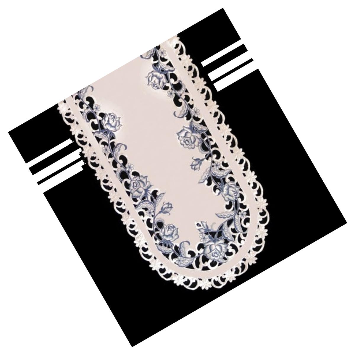 Picture of Sinobrite H8459-B Delft Blue & Rose Round Doily- 24 in.