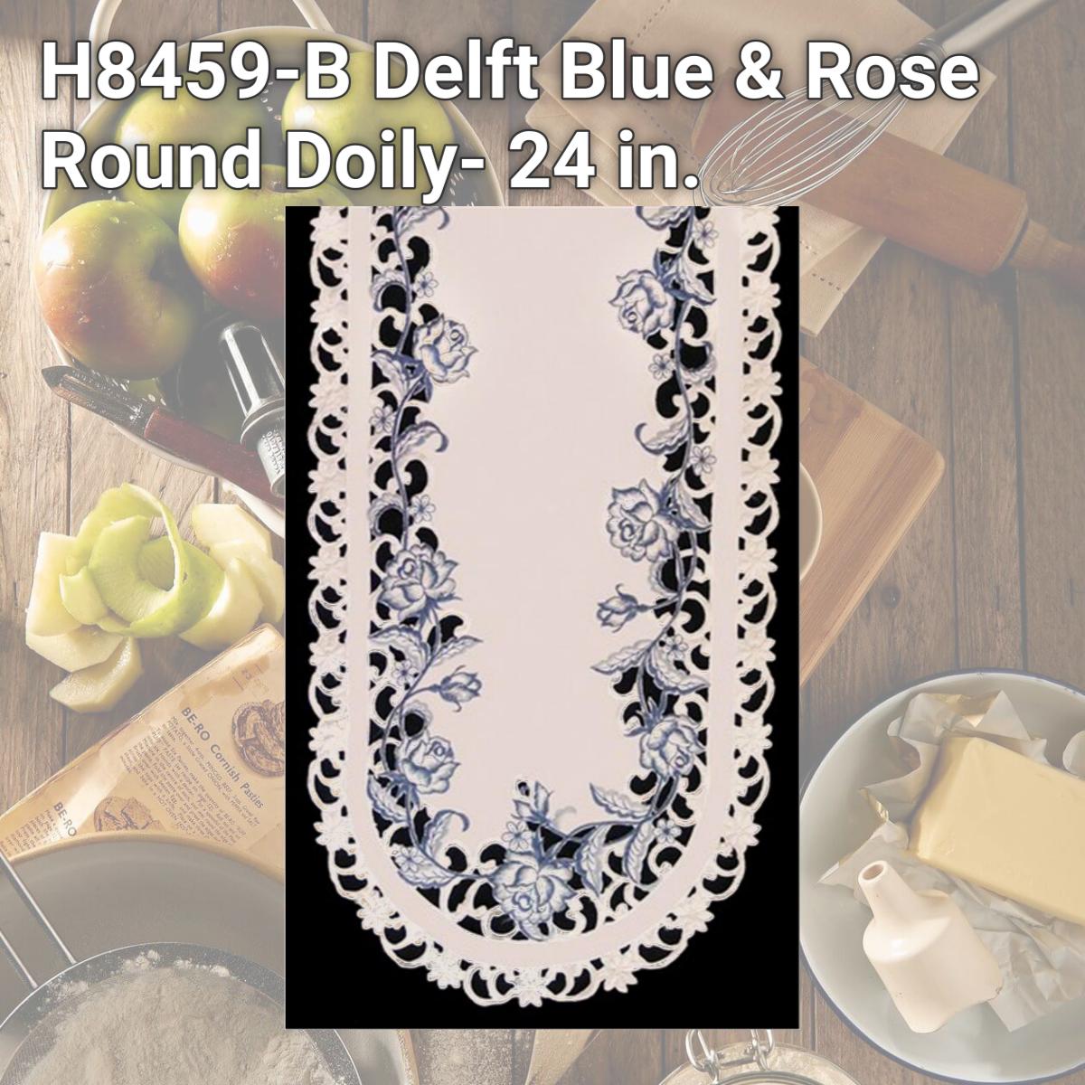 Picture of Sinobrite H8459-B Delft Blue & Rose Round Doily- 24 in.
