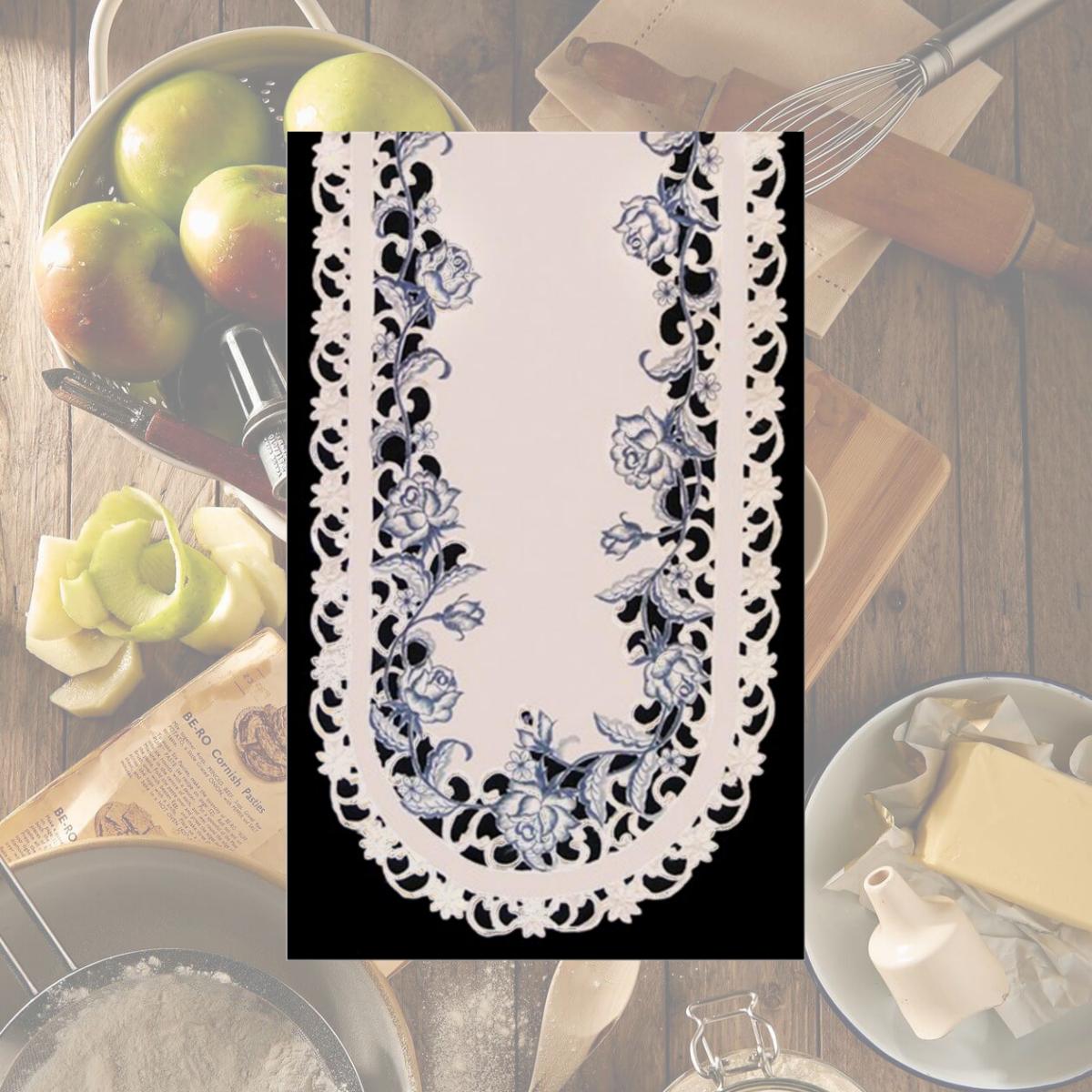 Picture of Sinobrite H8459-B Delft Blue & Rose Oval Runner- 14 x 28 in.