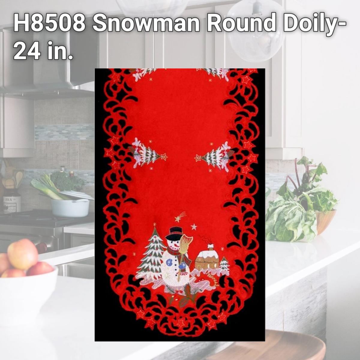 Picture of Sinobrite H8508 Snowman Round Doily- 24 in.