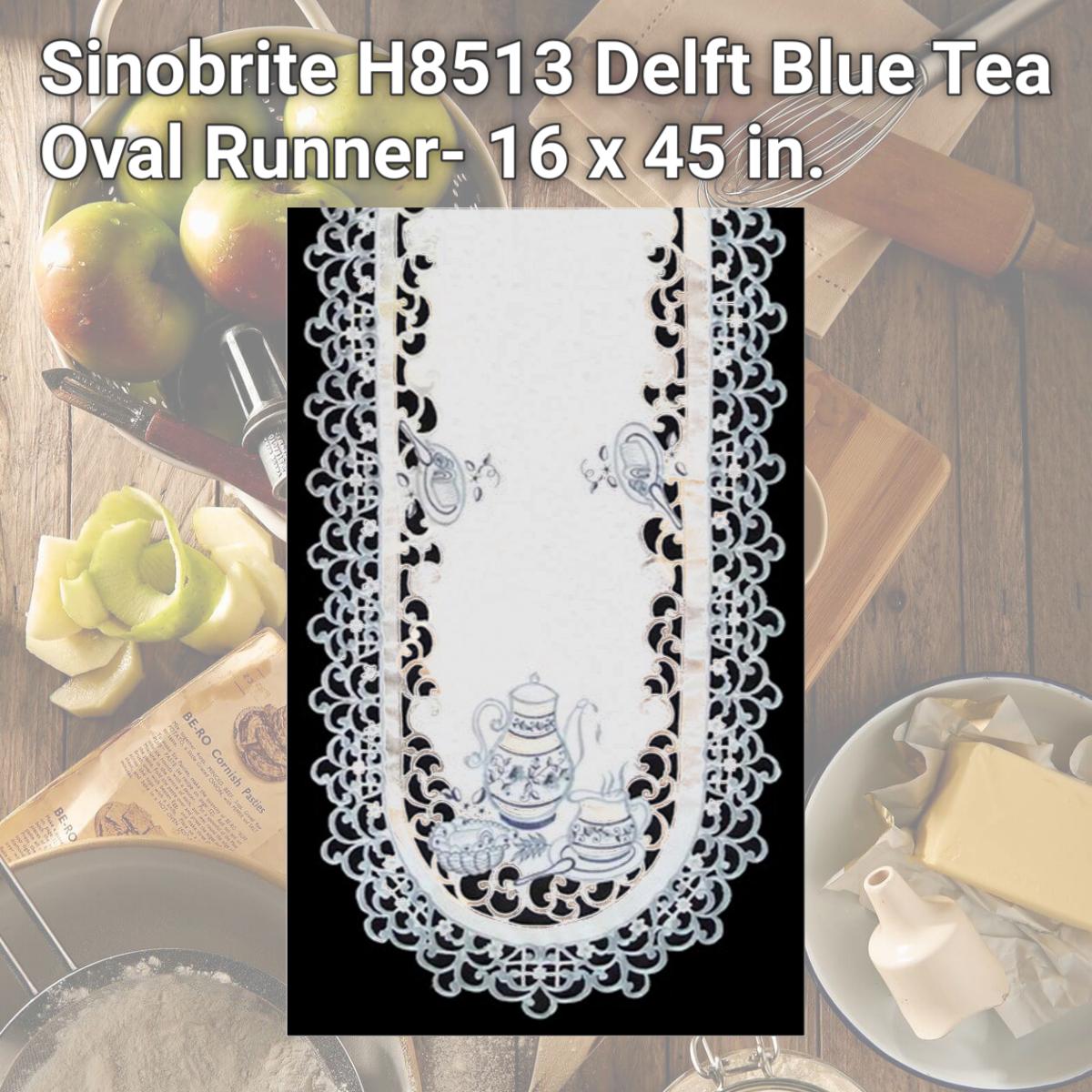 Picture of Sinobrite H8513 Delft Blue Tea Oval Runner- 16 x 45 in.
