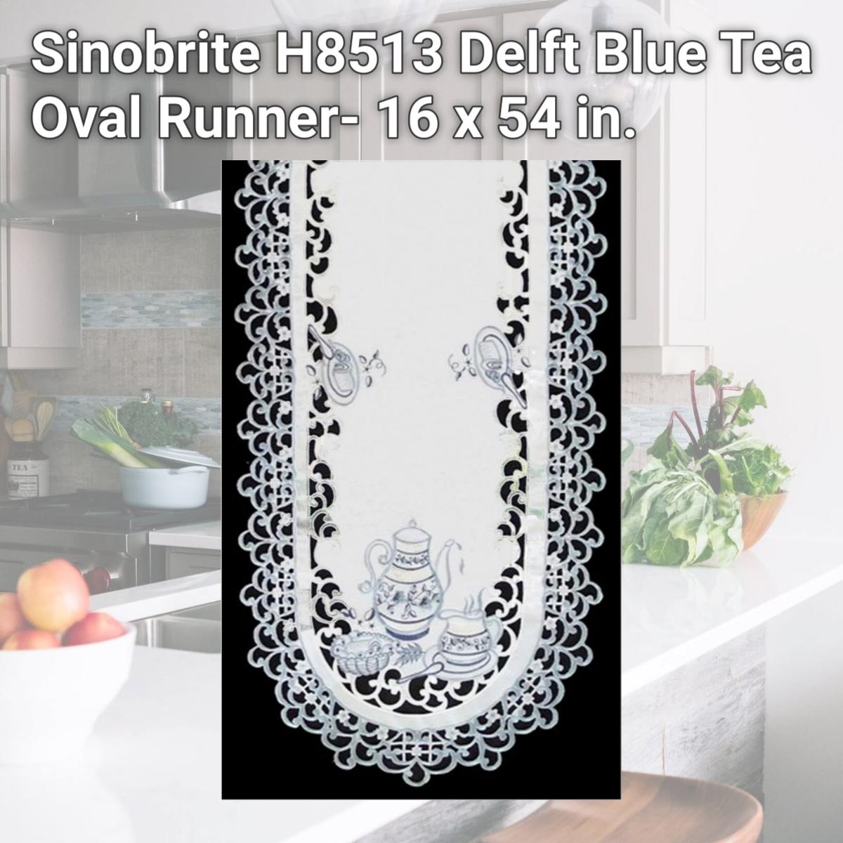Picture of Sinobrite H8513 Delft Blue Tea Oval Runner- 16 x 54 in.
