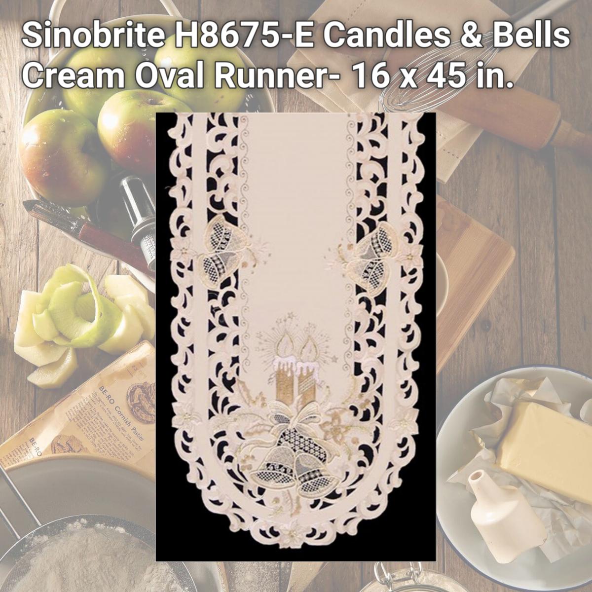 Picture of Sinobrite H8675-E Candles & Bells Cream Oval Runner- 16 x 45 in.