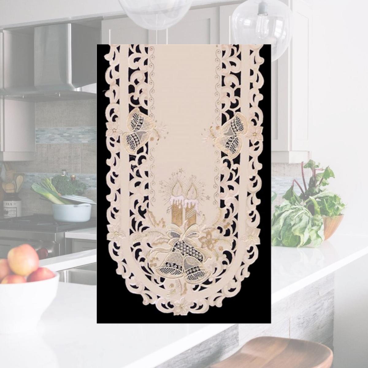 Picture of Sinobrite H8675-E Candles & Bells Cream Oval Runner- 16 x 45 in.