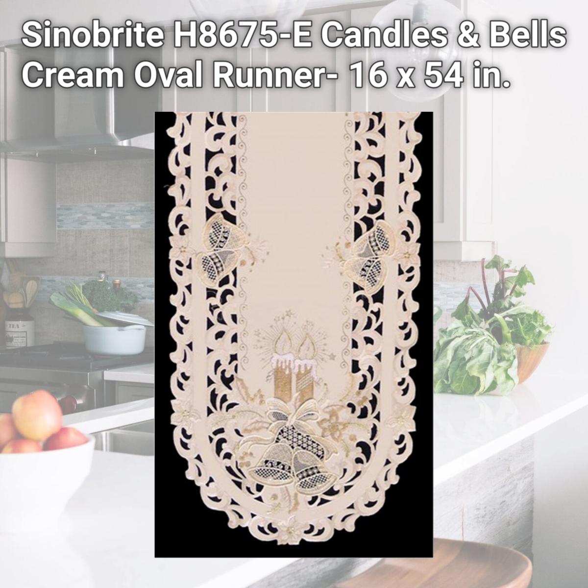 Picture of Sinobrite H8675-E Candles & Bells Cream Oval Runner- 16 x 54 in.