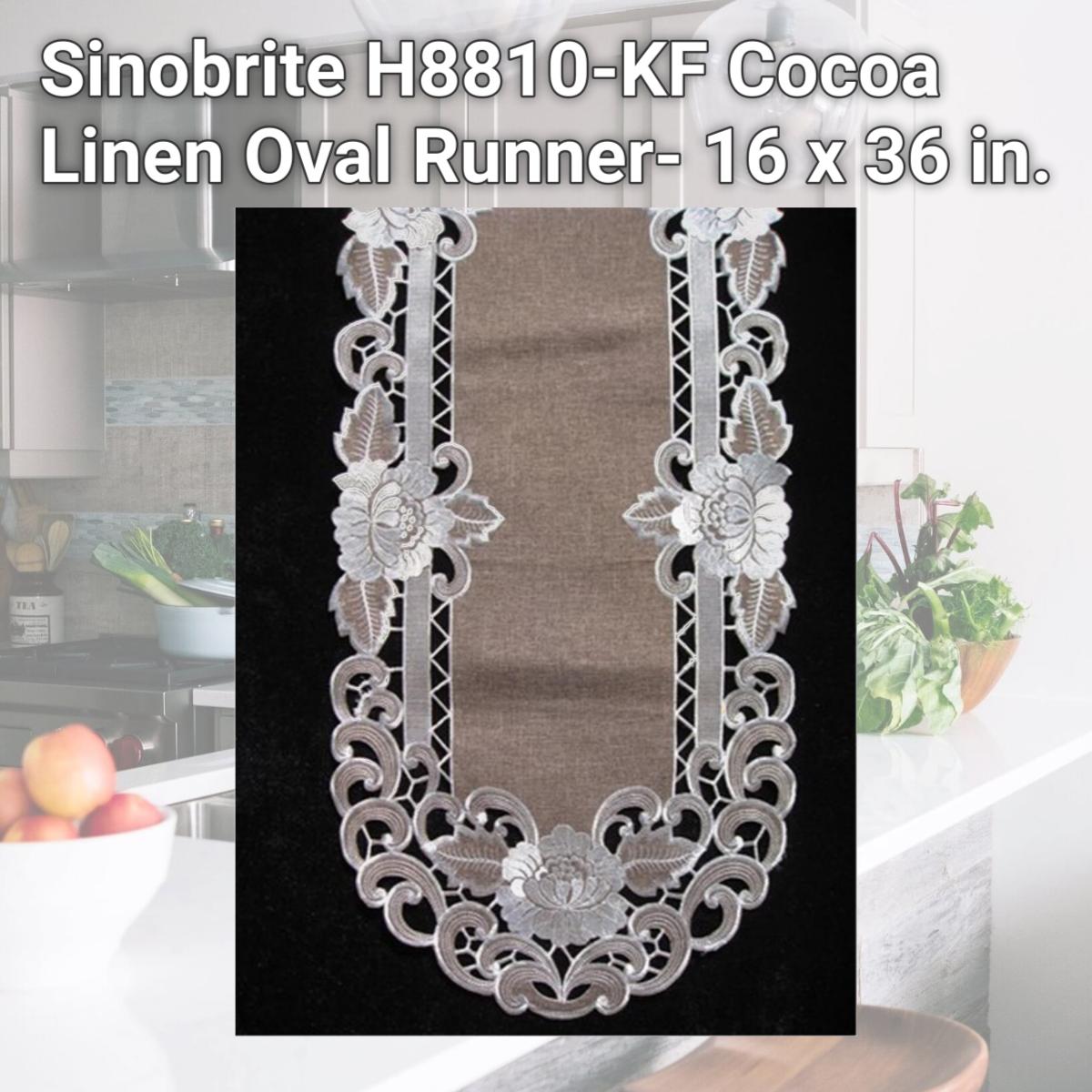 Picture of Sinobrite H8810-KF Cocoa Linen Oval Runner- 16 x 36 in.