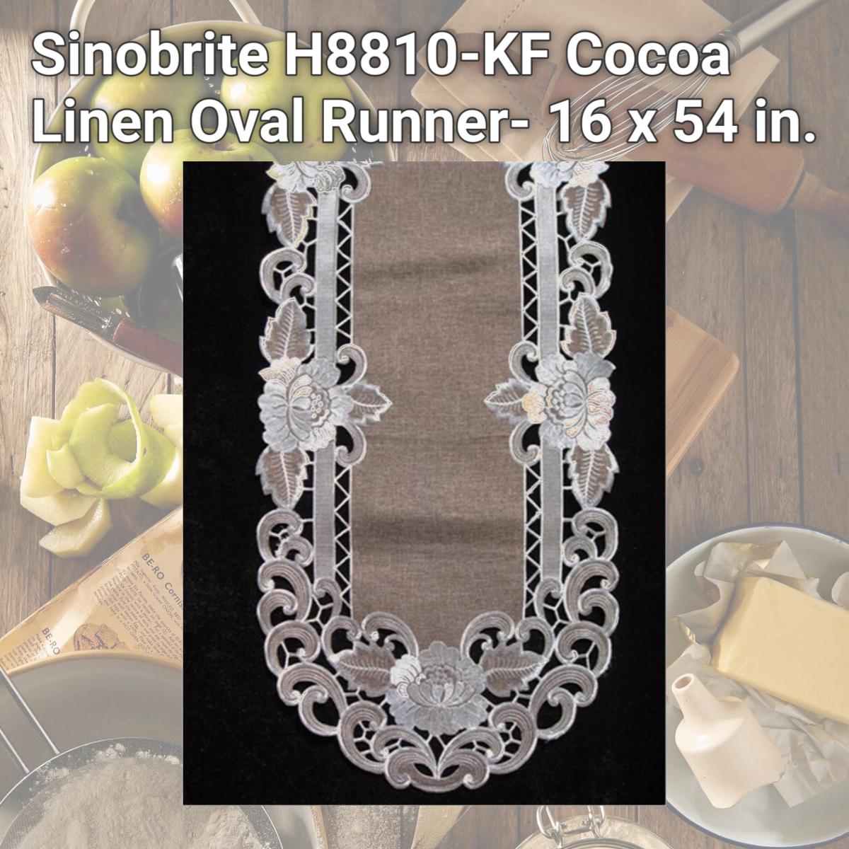Picture of Sinobrite H8810-KF Cocoa Linen Oval Runner- 16 x 54 in.