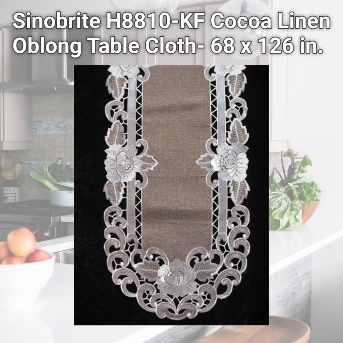 Picture of Sinobrite H8810-KF Cocoa Linen Oblong Table Cloth- 68 x 126 in.