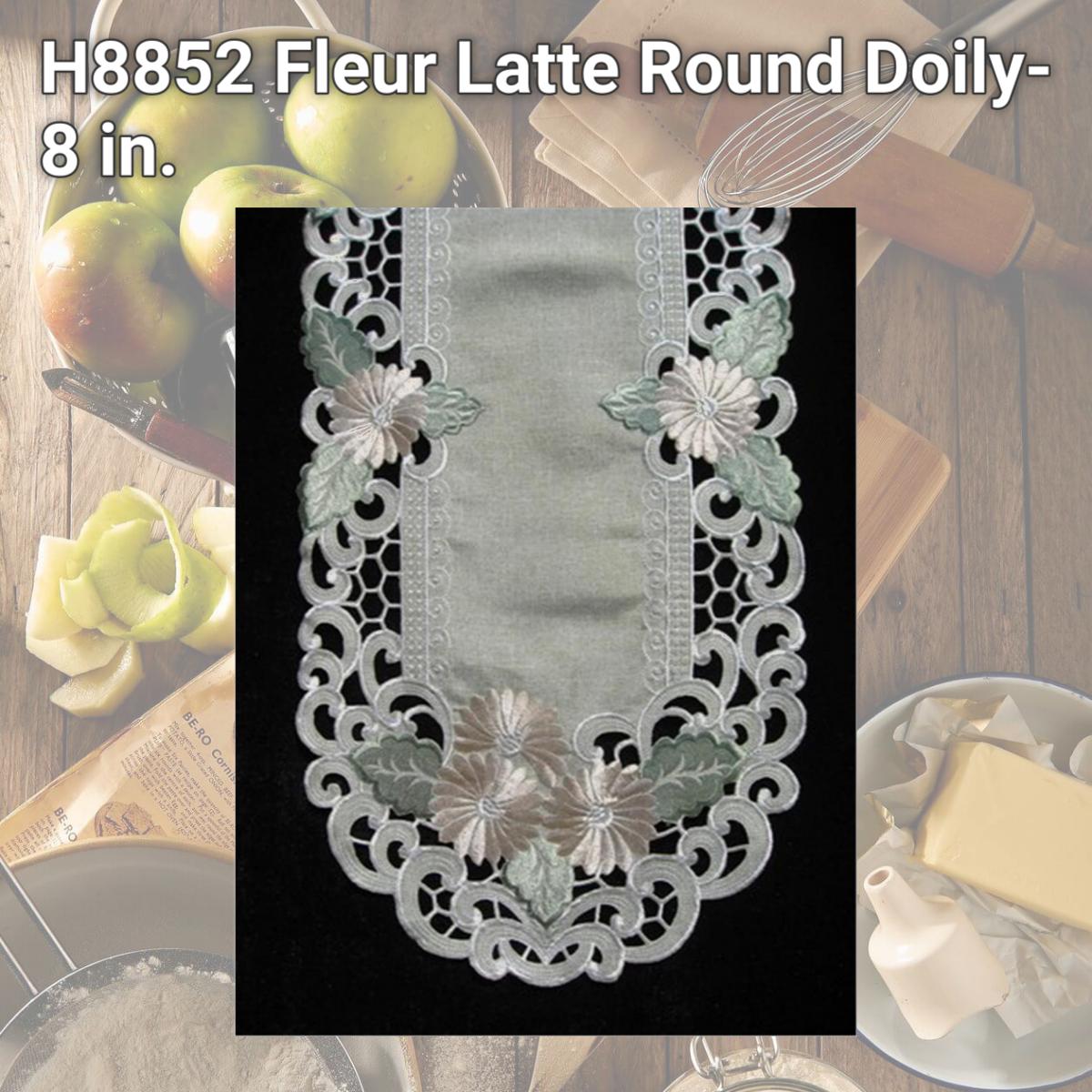 Picture of Sinobrite H8852 Fleur Latte Round Doily- 8 in.