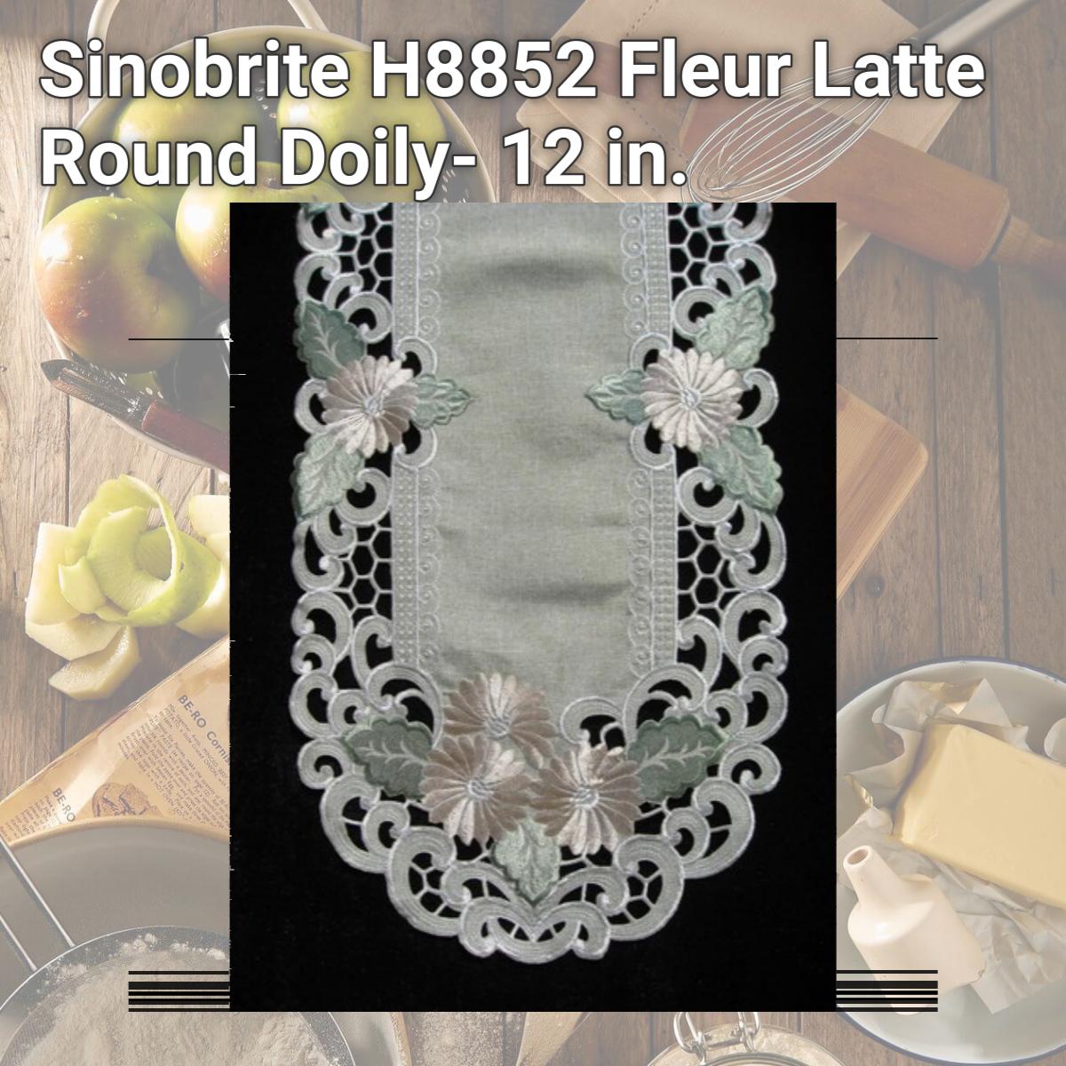 Picture of Sinobrite H8852 Fleur Latte Round Doily- 12 in.