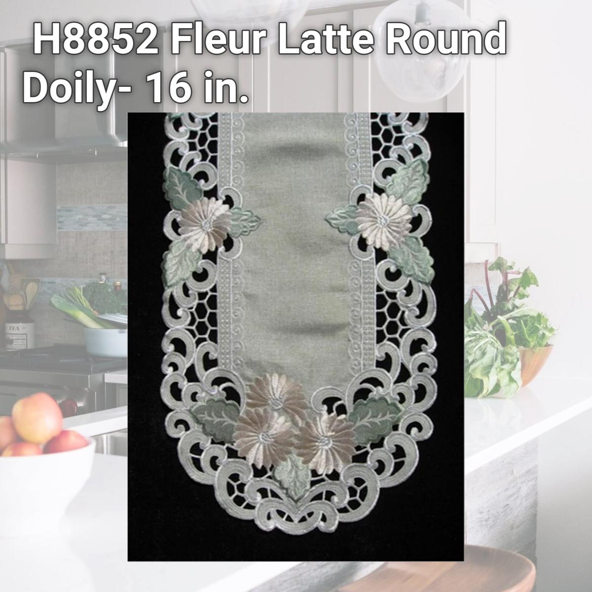 Picture of Sinobrite H8852 Fleur Latte Round Doily- 16 in.